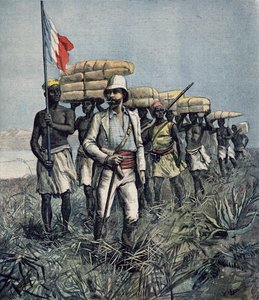 Leutnant Mizon (1853-99) auf seiner Erkundungsmission des Benue-Flusses in Nigeria, aus 