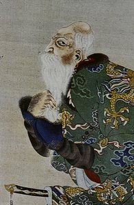 Die großen Anführer des achtzehnten Jahrhunderts Ainu: Itokoi und Shinichi aus Akkeshi, Chosama aus Uraashibetsu und Shonko aus Noshappu, insbesondere, Illustration von Fosco Maraini
