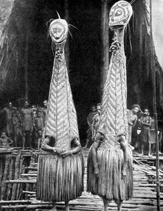 Koboldmasken und Visiere als Schönheitsmittel, Papua-Neuguinea, 1936 von Fox Photos