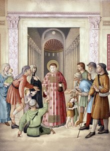 Der heilige Laurentius, der Almosen gibt, nach Fra Angelico (Vatikan), Frankreich 19. Jahrhundert