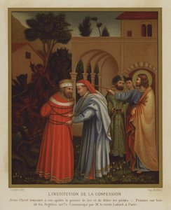 Die Einrichtung der Beichte (Farblithografie) von Fra (after) Angelico