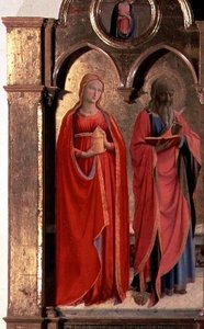 Jungfrau und Kind auf dem Thron mit vier Engeln, Detail von St. Johannes dem Evangelisten und Maria Magdalena, aus dem Polittico di San Domenico (Detail)