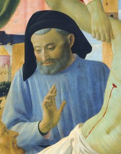 Architekt Michelozzo, Detail aus Die Kreuzabnahme oder der Altar der Heiligen Dreifaltigkeit, um 1432, von Giovanni da Fiesole bekannt als Fra Angelico von Fra (c.1387 1455) Angelico