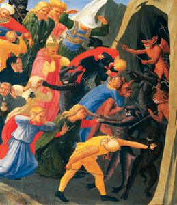 Hölle mit Dämonen, die Verdammte organisieren, (Detail) aus dem Jüngsten Gericht von Giovanni da Fiesole, bekannt als Fra Angelico (1400-ca. 1455), Tempera auf Holz von Fra (c.1387 1455) Angelico