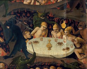 Das Jüngste Gericht: Die Verdammten werden von Dämonen in der Unterwelt misshandelt.