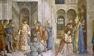St. Sixtus vertraut die Kirchenschätze Lawrence an und St. Lawrence gibt Almosen von Fra (c.1400 55) Angelico