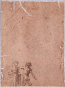 Zwei Figuren (verso) (schwarze & gelbe Kreide mit Weiß auf Papier)
