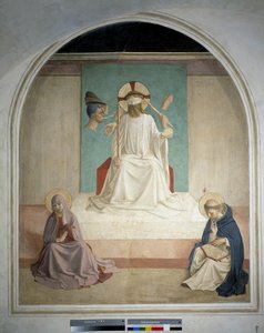 Christus verhöhnt mit der Jungfrau und dem heiligen Hieronymus. Fresko von Guido di Pietro von Fra Angelico