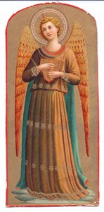 Farblithografie Fra Angelico Engel Musikinstrument, ca. 1910 von Fra Angelico