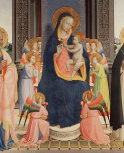 Detail vom Politico Di San Domenico, das die thronende Jungfrau und das Kind mit acht Engeln zeigt (Detail)