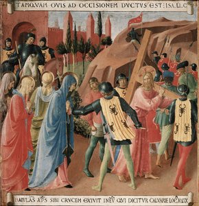 Geschichte des Lebens Christi: der Aufstieg nach Golgatha, das Tragen des Kreuzes von Fra Angelico