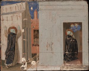 Die Vision von Papst Innozenz III.; Heilige Petrus und Paulus erscheinen dem heiligen Dominikus von Fra Angelico