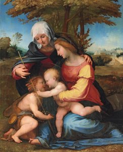 Die Madonna und das Kind in einer Landschaft mit der heiligen Elisabeth und dem kleinen Johannes dem Täufer, 1516 von Fra Bartolomeo