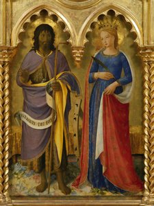Johannes der Täufer und die heilige Katharina von Alexandria aus dem Perugia-Altarbild, ca. 1437 von Fra Giovanni Angelico da Fiesole