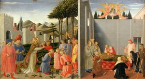 Der heilige Nikolaus befreit einen unschuldigen Mann, der zum Tode verurteilt wurde, aus dem Perugia-Altar, ca. 1437