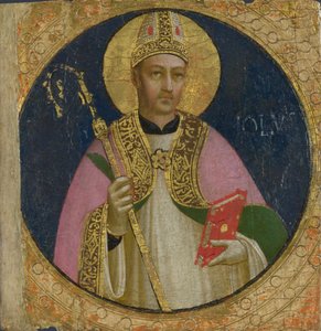 Heiliger Romulus, Tafel aus dem Fiesole San Domenico Altarbild, um 1423-1424 von Fra Giovanni Angelico da Fiesole