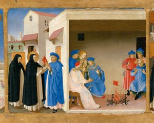 Der Streit des Heiligen Dominikus und das Wunder des Buches Predella des Retabels Die Krönung von Fra Giovanni Angelico da Fiesole
