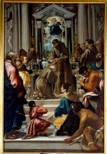 Der heilige Franz von Assisi (1181-1223) schneidet das Haar der heiligen Klara (1193-1253)