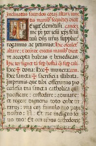 Initiale T: Ein Priester feiert Messe von Fra Vincentius a Fundis