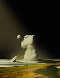 Antike Statue im kosmischen Traum