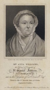 Anna Williams, walisische Dichterin und Freundin des englischen Schriftstellers Samuel Johnson (Gravur) von Frances (after) Reynolds