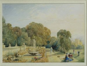 Ansicht der Gärten von Chatsworth, Derbyshire, um 1820 von Frances Elizabeth Swinburne