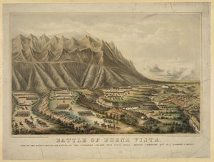 Vorbereitungen für die Schlacht von Buena Vista, auch bekannt als die Schlacht von Angostura, zwischen General Zachary Taylor und General Antonio Lopez de Santa Anna