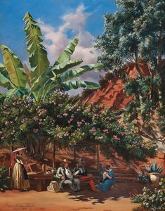 Frances Kennedy Schultze malt unter einer Pergola, Algier von Frances Kennedy (attr. to) Schultze