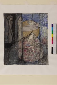 Frau hinter der Sonne stehend, um 1912-15