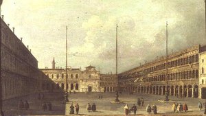 Die Piazza San Marco, Venedig, mit Figuren von Francesco (after) Guardi