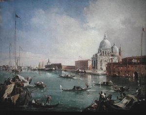 Der Canal Grande mit Blick auf Santa Maria della Salute und die Dogana von Francesco (attr. to) Guardi