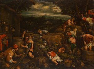 Herbsternte (Traubenlese), 1585-90 von Francesco Bassano