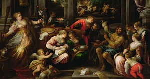 Herkules und Omphale, Königin von Lydien, 1587 von Francesco Bassano