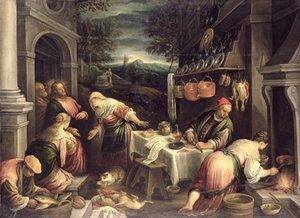 Jesus mit Maria und Martha von Francesco Bassano