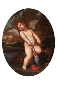Putto Alato zerbricht die Instrumente von Minerva von Francesco Albani