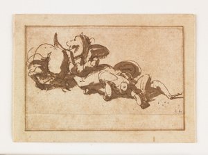 Studie von zwei toten Figuren und einem Pferd von Francesco Allegrini