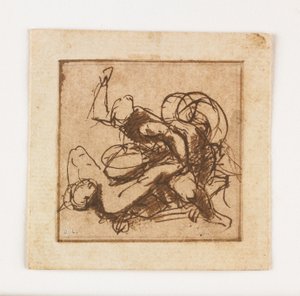 Studie von zwei kämpfenden männlichen Figuren