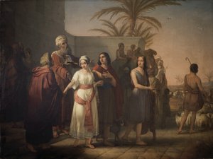 Tobias nimmt mit seiner Frau Abschied von seinen Schwiegereltern, um zu seinem Vater zurückzukehren von Francesco Antonibon di Venezia