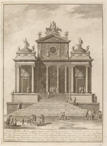 Ein Tempel, der Jupiter, Juno und Minerva gewidmet ist, für das Chinea-Festival, 1785