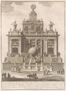 Die Seconda Macchina für die Chinea von 1785: Ein Lustschloss mit einem Heißluftballon von Francesco Barbazza