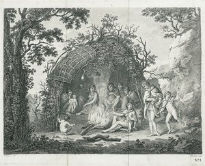 Eine Ansicht der Indianer von Terra del Fuego in ihrer Hütte (ohne Titel) von Francesco Bartolozzi