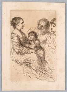 Dame, Junge und zwei alte Männer von Francesco Bartolozzi
