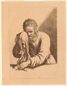 Weinender alter Mann, nach einer Zeichnung von Guercino