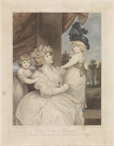 Porträt von Jane Stanhope mit ihren zwei Kindern von Francesco Bartolozzi