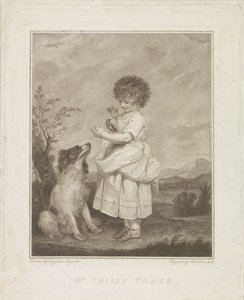 Porträt von Philip Yorke mit Hund und Vogel von Francesco Bartolozzi