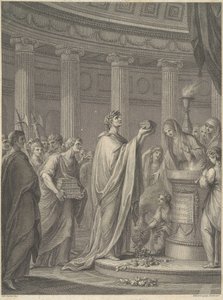 Römischer General Julius Caesar weiht den Tempel der Venus Genetrix im Forum von Caesar, Rom, 46 v. Chr. von Francesco Bartolozzi
