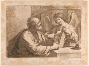 Heiliger Matthäus mit einem Engel und Buch von Francesco Bartolozzi