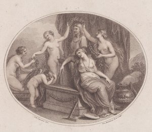 Die Grazien krönen die Büste von Raphael von Francesco Bartolozzi
