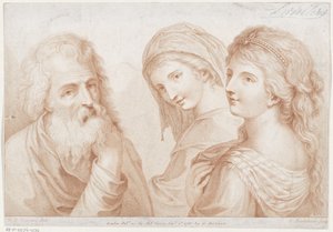 Zwei junge Frauen und ein alter Mann von Francesco Bartolozzi
