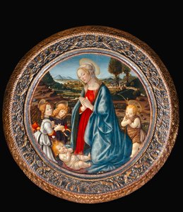 Madonna mit Kind, umgeben von Johannes dem Täufer und zwei Engeln